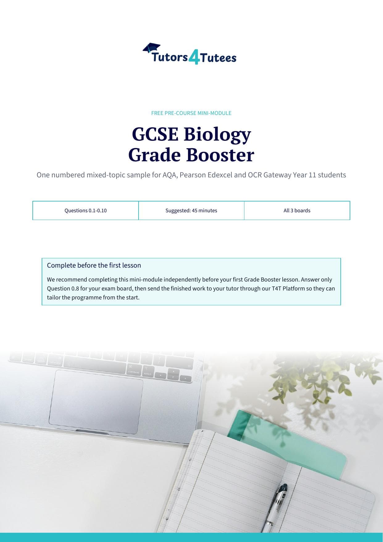 GCSE Biology Grade Booster pre-course mini-module cover